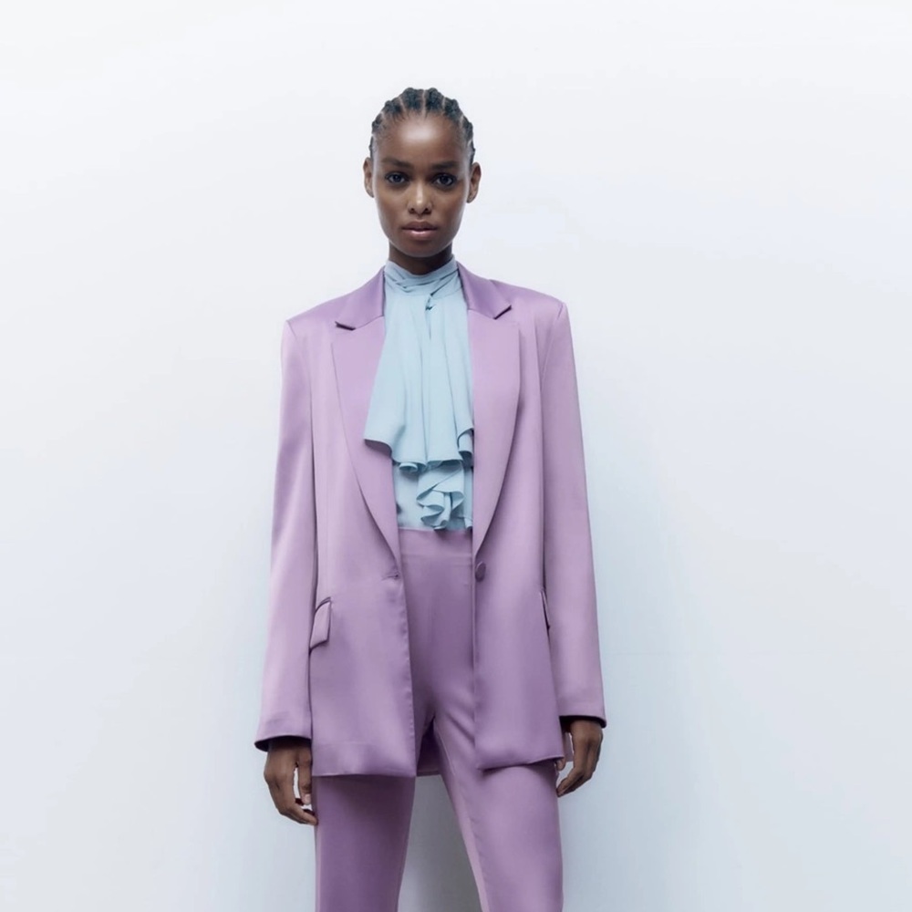 Zara purple satin blazer